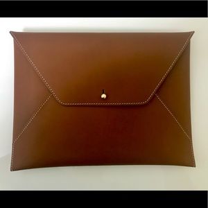 Sugar Paper leather envelope clutch in Cognac